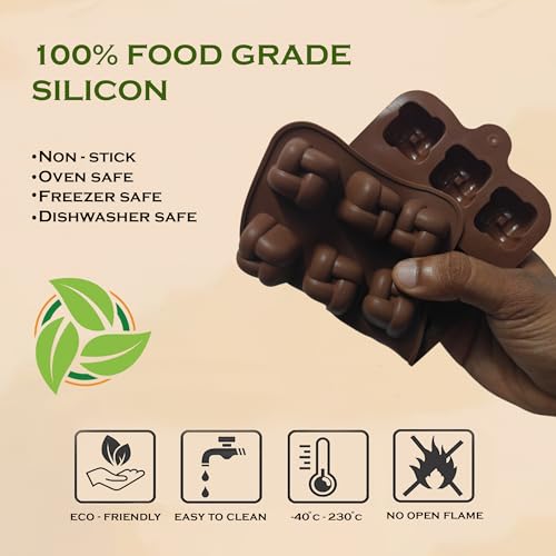 Image of HS Knot Silicone Mould, Non-Stick Food Grade Silicone Mould for Chocolate, Candy, Jelly & Ice Cube (Brown)