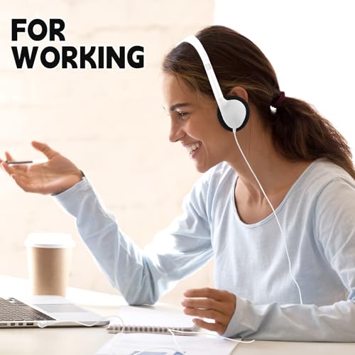 Image of Konohan 10 Pack Headphones Bulk Headphone for School Classroom Student Wired Headphones Adjustable with 3.5 mm Jack for Adults (White)