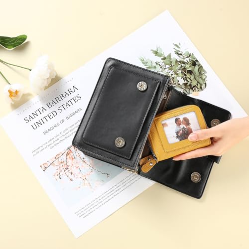 Image of RNIEGA Credit Card Holder Wallet RFID Blocking Leather Small Wallet for Women Double Zipper Wallet with ID Window