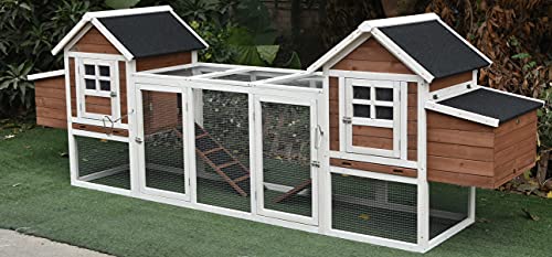 Fiveberry Magbean 123" Large Solid Wood Chicken Coop Backyard Hen House 4-6 Chickens with 4 Nesting Boxes