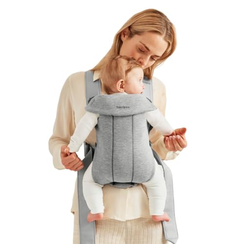 BABYBJÖRN Mochila Porta Bebé Mini, 3D Jersey, Gris Claro