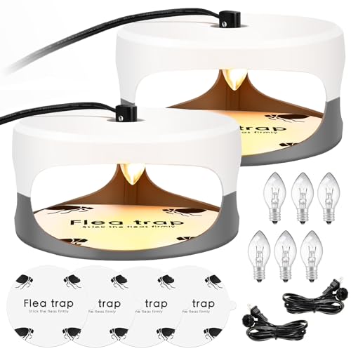 Micnaron Flea Traps for Inside Your Home 2 Packs, Flea Light Trap for Indoor, Bed Bug Killer with...