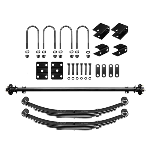 dreamdragon 3500 lb Single Trailer Axle Suspension Kit with Hubs - Leaf Springs Hanger U-Bolt kit (73 Hubface/58 Spring Center/5x4.5 Bolt Pattern)
