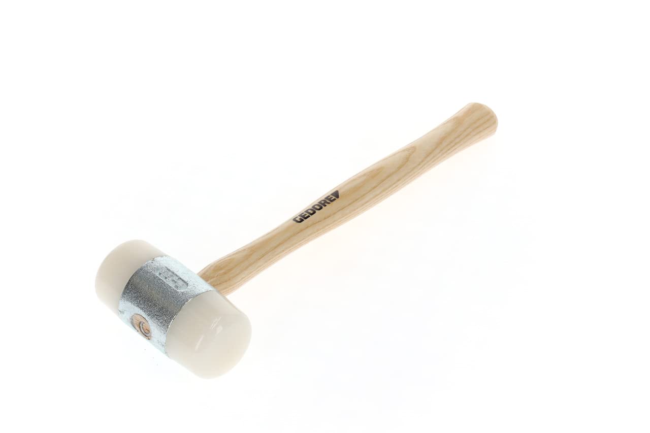 GEDORE Martillo de Nylon con empuñadura de madera, Martillo de cuero, 60 mm de diámetro, Martillo con mango de madera de fresno, Herramienta, Forjado, 225 E-60