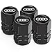 4PCS Alloy Tire Valve Caps, Valve Stem Caps Compatible with Audi A1 A3 RS3 A4 A5 A6 A7 RS7 A8 Q3 Q5 Q7 R8, Leak-Proof Dust Caps for Car Tyres, Black