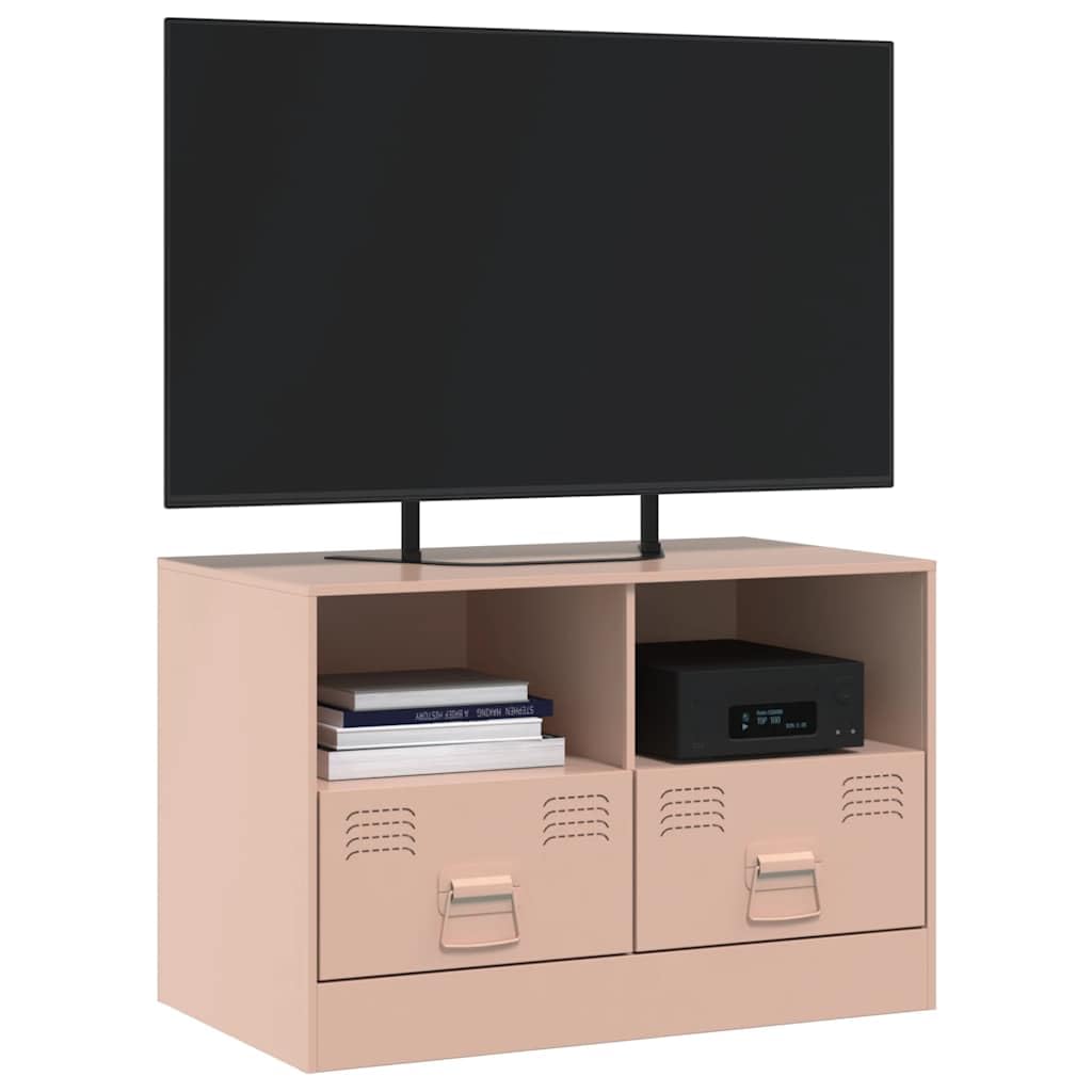 Hothingwell TV-Möbel, Rosa, 67 x 39 x 44 cm, Stahl, Kaltlaminat | Zeitschriftenablage und Fernbedienungen, 2 Griffe, einfache Reinigung mit feuchtem Tuch