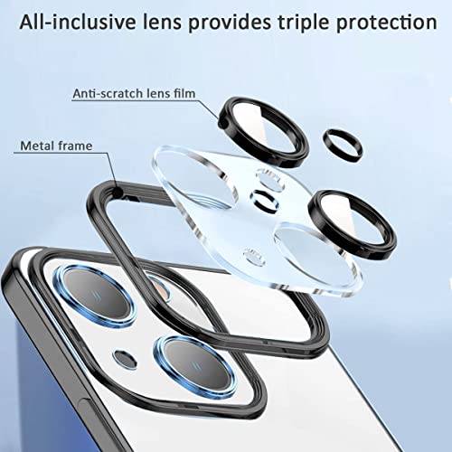 Image of Enflamo Acrylic Hard Clear Back Cover Case For Iphone 14 | With Camera Lense Protection (Black)