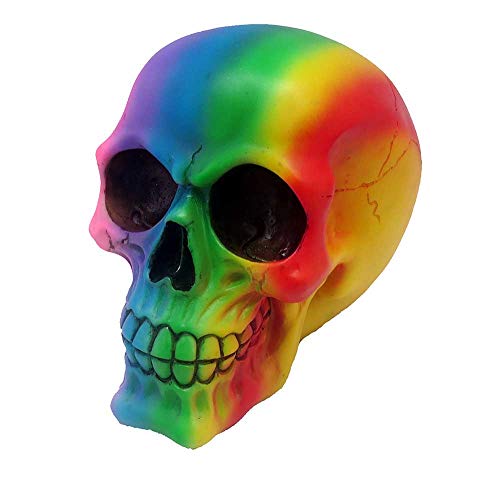 Image of Osiris Trading UK Rainbow Skull Gothic Gift Sculpture Figure Ornament Office Shelf Decoration