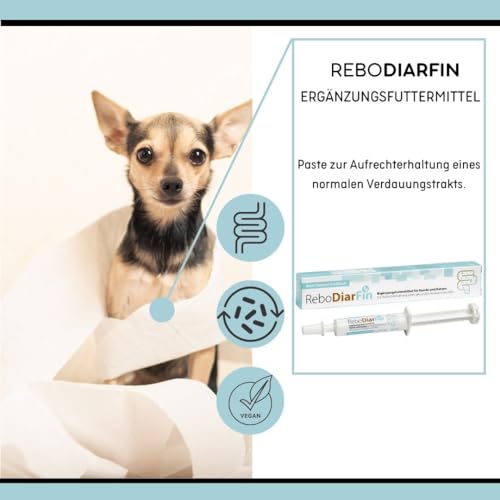 ReboDiarFin Verdauungs-Paste für Hunde & Katzen 16 ml: Unterstützung bei Verdauungsstörungen, Mit Pektin & Kaolin, Angereichert mit Glutaminpeptid, Probiotika- & Präbiotika-Mix