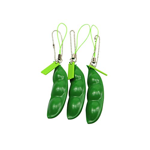 FC MXBB 3Pack Fidget Toys Squeeze-a-Bean Soybean Stress Relieving Keychain Keyring Phone Chain Pendants