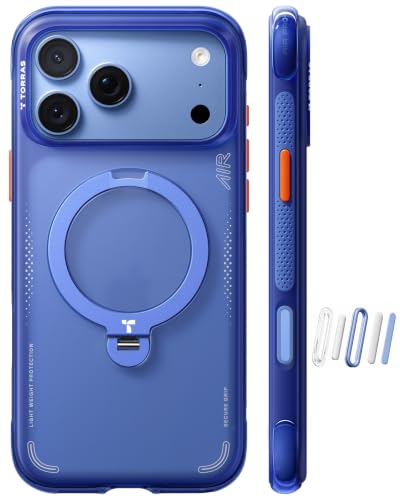 TORRAS Q3 Air for iPhone 18 Pro Max Case, 360 Magnetic Stand-Arctic Blue