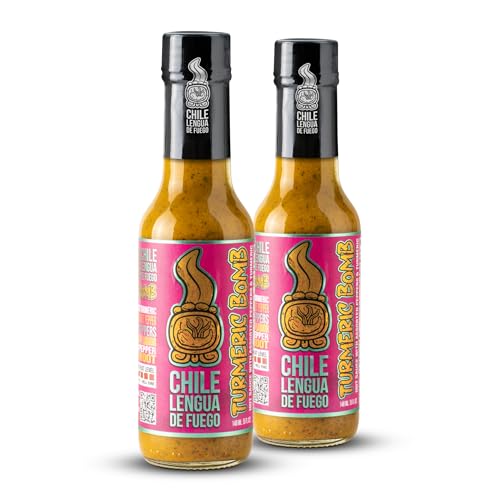 Image of Chile Lengua de Fuego Turmeric Bomb - Golden Turmeric & Scotch Bonnet Hot Sauce, Earthy & Bold, Small Batch, 5 oz Bottle (Pack of 2)