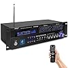 Pyle 6-Channel Bluetooth Hybrid Home Amplifier – 2000W Audio Rack Mount Stereo Power Amplifier Receiver w/ Radio, USB/AUX/RCA/MIC, HD/Optical/Coax, AC-3, DVD Inputs, Dual 10 Band EQ – PT6060CHAE