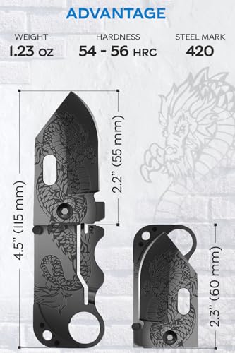 Dragon Engraved Wallet Pocket Knife