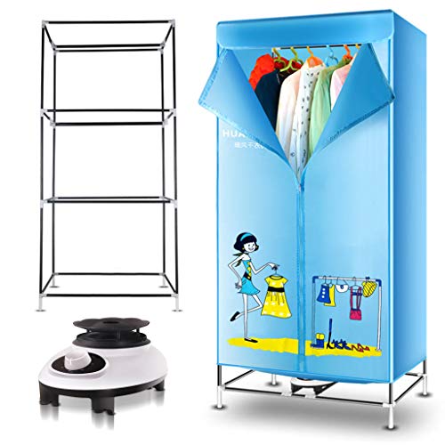 QIMO Clothes Dryer 220v Foldable Electric Portable Household Folding-Dry Machine Adjustable Timer Low Noise for Home,Laundry,Apartment 900W (Blue)