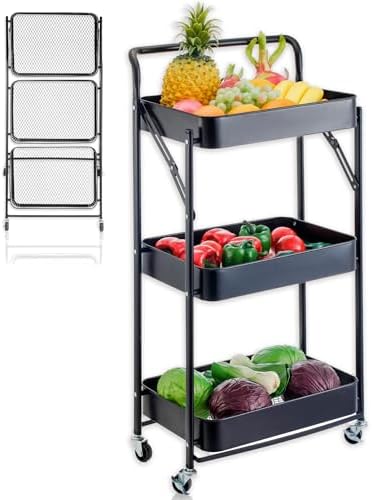 Carrito Cocina Plegable, Camarera Plegable con Ruedas. Carro Orga...