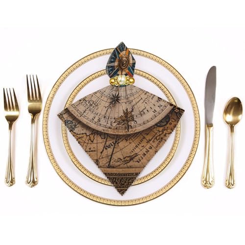 Servilletas de Tela con Brújula y Mapa Antiguo 4 Piezas miniatura 3