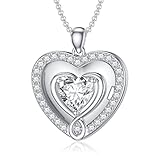 SOULMEET Personalized White Gold/Silver 1 ct Heart Moissanite/Diamond Locket That Holds Picture Precious Moissanite Diamond Photo Locket Necklace Gift (Custom photo & text)