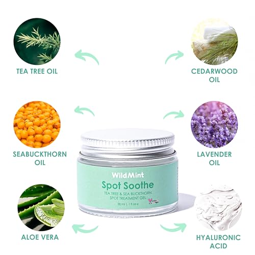 WildMint Spot Soothe Natural Spot Treatment Gel | Reduces Breakouts, Scars & Irritation | Tea Tree Healing Serum for Acne Prone Skin, Blemishes, Redness & Ingrown Hairs | Cruelty-Free UK Skincare 30ml - Image 4