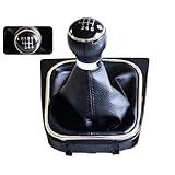 AJHLJ® 6 Speed Manual Car Gear Shift Knob with Leather Gear Shifter Boot for VW Volks-wagen Golf 6 VI MK6 Jetta 5 Golf 5 V MK5 (6 Speed)