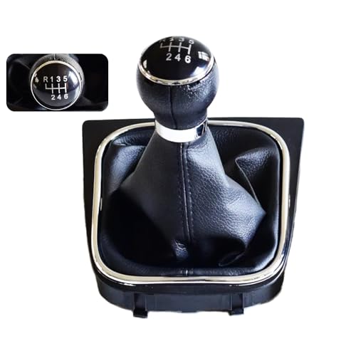 AJHLJ® 6 Speed Manual Car Gear Shift Knob with Leather Gear Shifter Boot for VW Volks-wagen Golf 6 VI MK6 Jetta 5 Golf 5 V MK5 (6 Speed)
