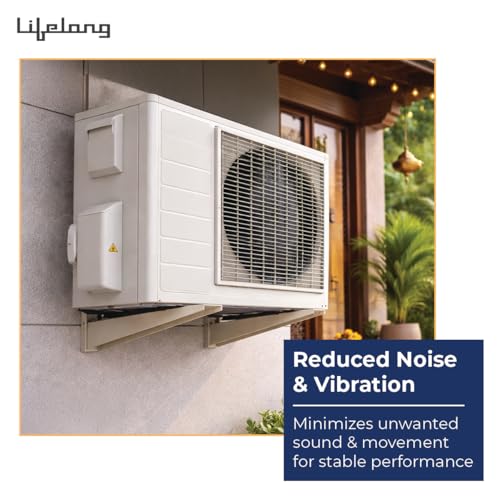 Image of Lifelong Wall Mount AC Stand for Split AC Outdoor Unit | Heavy Duty Powder Coated Steel Bracket | Rust Resistant Weatherproof AC Compressor Mount | Strong Load Bearing Support Frame for Home & Office