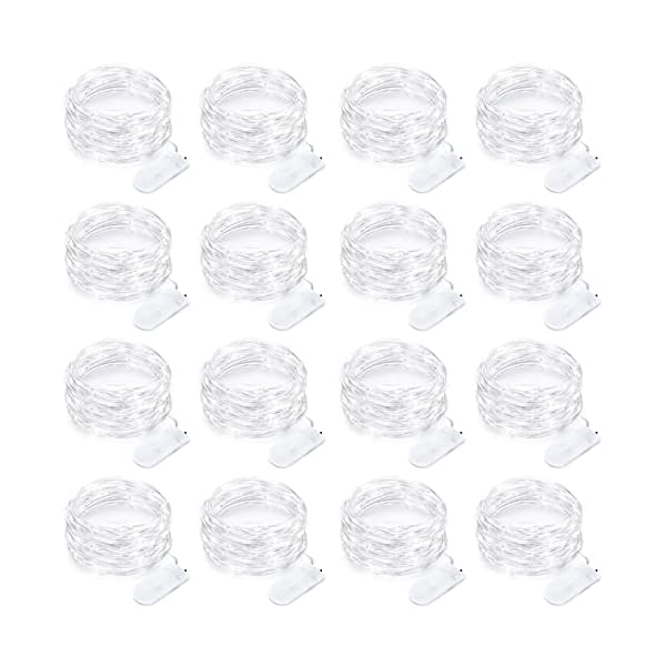 16 pack led fairy lights battery operated string lights 10 feet 30 led waterproof twinkle lights mason jar lights silver wire firefly lights for christmas party wedding patio…