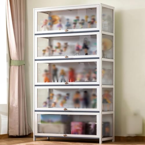 Vitrine autoportante blanche pour cuisine, garde-manger, boîte transparente pour figurines, objets de collection et Pop Action 5 couches 60 cm/24