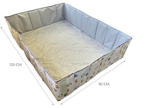 HB.YE Kids Ball Pit for Babies and Toddlers Ball Pool Foldable Playground for Children's Room Upgraded Play Yard Animal design Outdoor Indoor Rectangle (Grey) - Image 4