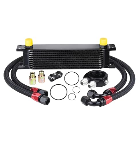 Image of EVIL ENERGY 10 Row Oil Cooler Kit, 10AN Transmission Engine Cooler British Radiator Universal Aluminium Black