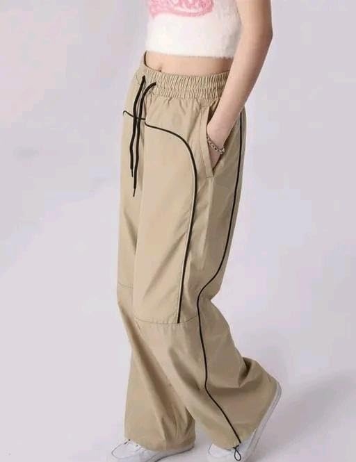 Image of Women Loose Fit Korean Style Gym Joggers Cotton Linen Self Design Casual Workout Track Pants