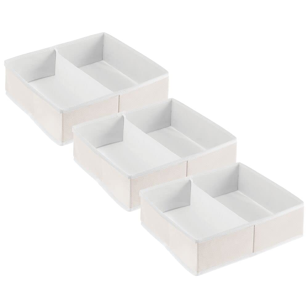 mDesign Set 3 Box portaoggetti Bimbo Organizer Armadio Calze Bavaglini Pannolini 2 Scomparti Crema Bianco