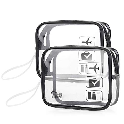 2pcs Yookeehome Clear Toiletry Bag TSA Approved Travel Carry On Airport Airline Compliant Bag Quart Sized 3-1-1 Kit Luggage Pouch Practical Gift Idea