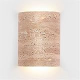 1.【Stylish Industrial Farmhouse 】：This wall lamp features natural yellow travertine with unique patterns for industrial wall lamps farmhouse wall sconces mid-century wall lights and contemporary wall lamps.