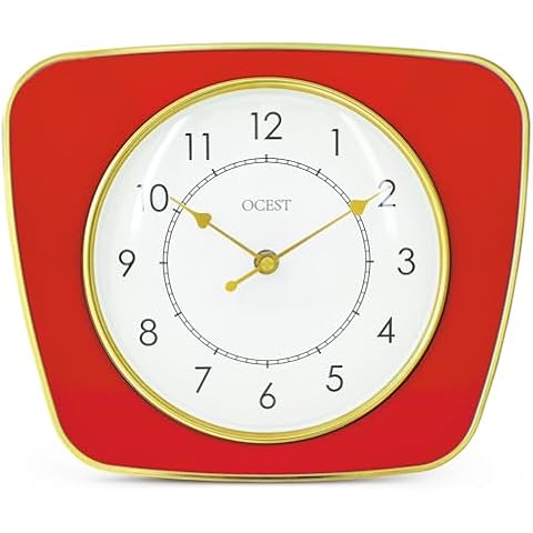 OCEST Retro Trapezoid Wall Clock Red Cover