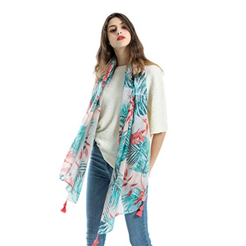 Amosfun Mulheres Floral Longo Lenço Xailes Wraps Mulheres Boho Scarf Estilo Havaí para Ao Ar Livre