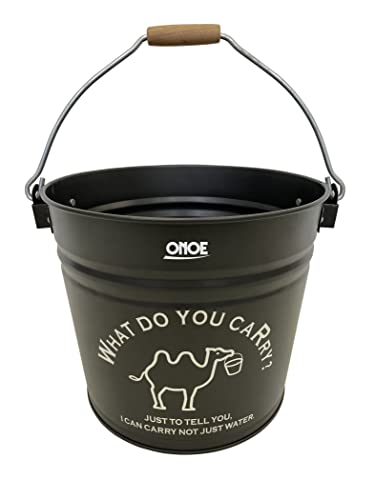 Onoe Bucket Black 2.3 gal (11 L) (Thick 0.02 fl oz (0.4 mm), Chic Black Model, for Outdoor Use, for Outdoor Use, Interior Goods, Diameter 11.0 x Bottom Diameter 9.4 x Depth 9.1 inches (28.0 x 24.0 x