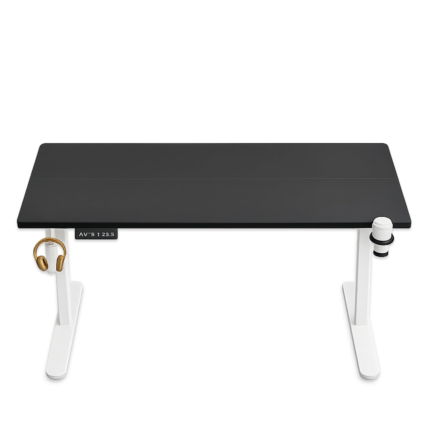 Scrivania elettrica Regolabile in Altezza, postazione di Lavoro alternata con meccanismo di Sollevamento Fluido, Struttura Stabile per Ufficio, Gaming e Lavoro Creativo Black+White-63×24"