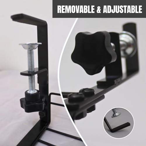 Image of No Drill Cable Organizer for Desk | Under Desk Cable Management Tray & Wire Organizer for Home and Office, Desk Cable Organizer for Adapters, Chargers & Power Cords, 40x15x13 cm (Black)