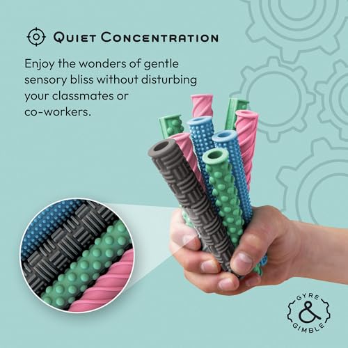 Gyre & Gimble Pencil Gidgets – Textured Silicone Pencil Sleeve for Quiet Fidgeting – Transform Your Mechanical Pencil into a Sensory ADHD Tool for Kids and Adults – 4 Sleeves & 2 Pencils - Image 3