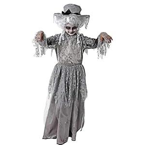 Gojoy Shop- Disfraz de Zombi Victoriana para Niños y Niñas Halloween Carnaval, (Contiene:Sombrero,Vestido y Mochila de Cuerdas.4 Tallas Diferentes)