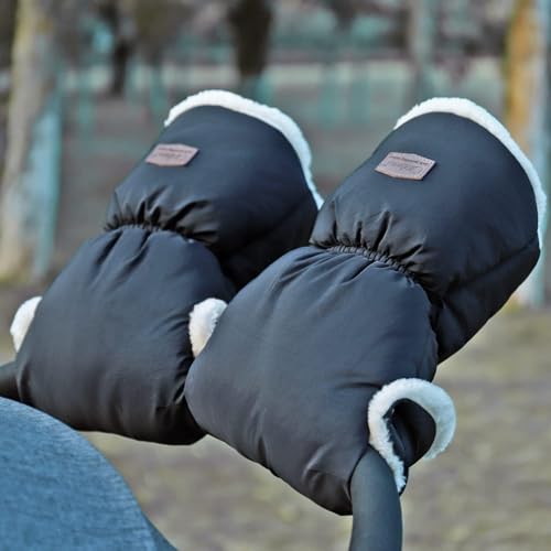 Orzbow Gants Poussette, Fausse Peau de Mouton, Noir – vue 7
