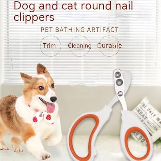 Newly Upgraded Design Cat&Dog Nail Clipper with Two Circular Cutting Holes of Different Size(2mm&4mm)-Avoid Over Cutting Pet Nail Clippers -Professional Paw Trimmer Set for Pet (Orange)-jhhqxtfU