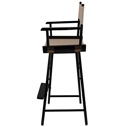 American Trails Extra-Wide Premium 30" Director's Chair Black Frame With Natural Canvas, Bar Height #TOP2