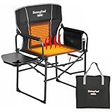 SUNNYFEEL Heated Camping Directors Chair, Heavy Duty,Oversized Outdoor Portable Heating Folding Chair with Side Table, Pocket for Beach, Fishing,Trip,Picnic,Lawn,Concert Foldable Camp Chairs