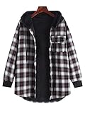 Stilelemente: Lässig Onsoyours Schwarz Kariertes Knöpfen Taschen Oversize Mantel Jacke Hemdjacke Holzfällerjacke Damen Mode Plaid Fleece Jacke Mit Kapuze Fuzzy Hoodie S