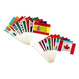 手持ち国旗セット 14×21cm｜20カ国分・木製旗竿付き・ポリエステル製｜応援 運動会 学園祭 国際交流 パーティー装飾