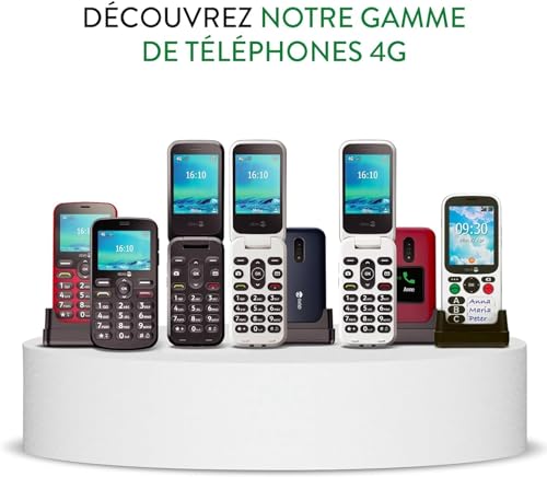 Doro 1880 4G Téléphone Portable Débloqué Seniors - Touches Numériques Parlantes - Son Clair - Caméra - Bluetooth - Touche d'Assistance - Téléphone Portable Basique sans Internet (Rouge)