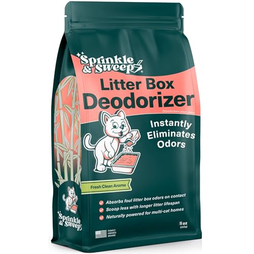 Sprinkle & Sweep: Litter Box Deodorizer - 8oz Bag - Cat & Kitten Home Odor Neutralizer, Ultra-Absorbent Formula, Non-Toxic & Safe, Pet Smell Control