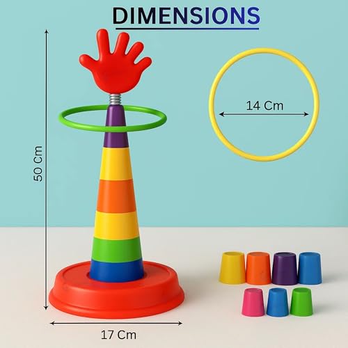 Image of GRAPHENE 2 in 1 Stacking Ring Toss Game Toy for Kids Indoor Outdoor Target Throw Colour Recognition Brain Development Educational Toys For 1-5 Years Girls Boy Fun Learning Activity Toy Set Gift for 3+